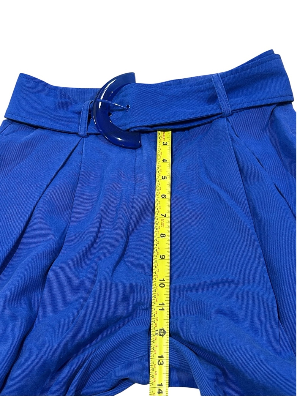 FARM Rio Wide Leg Tailored Blue Pant Size Small Belted Trousers High Rise - Picture 13 of 16